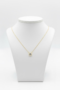 Round Bezel 2 Carat Yellow Gold Necklace