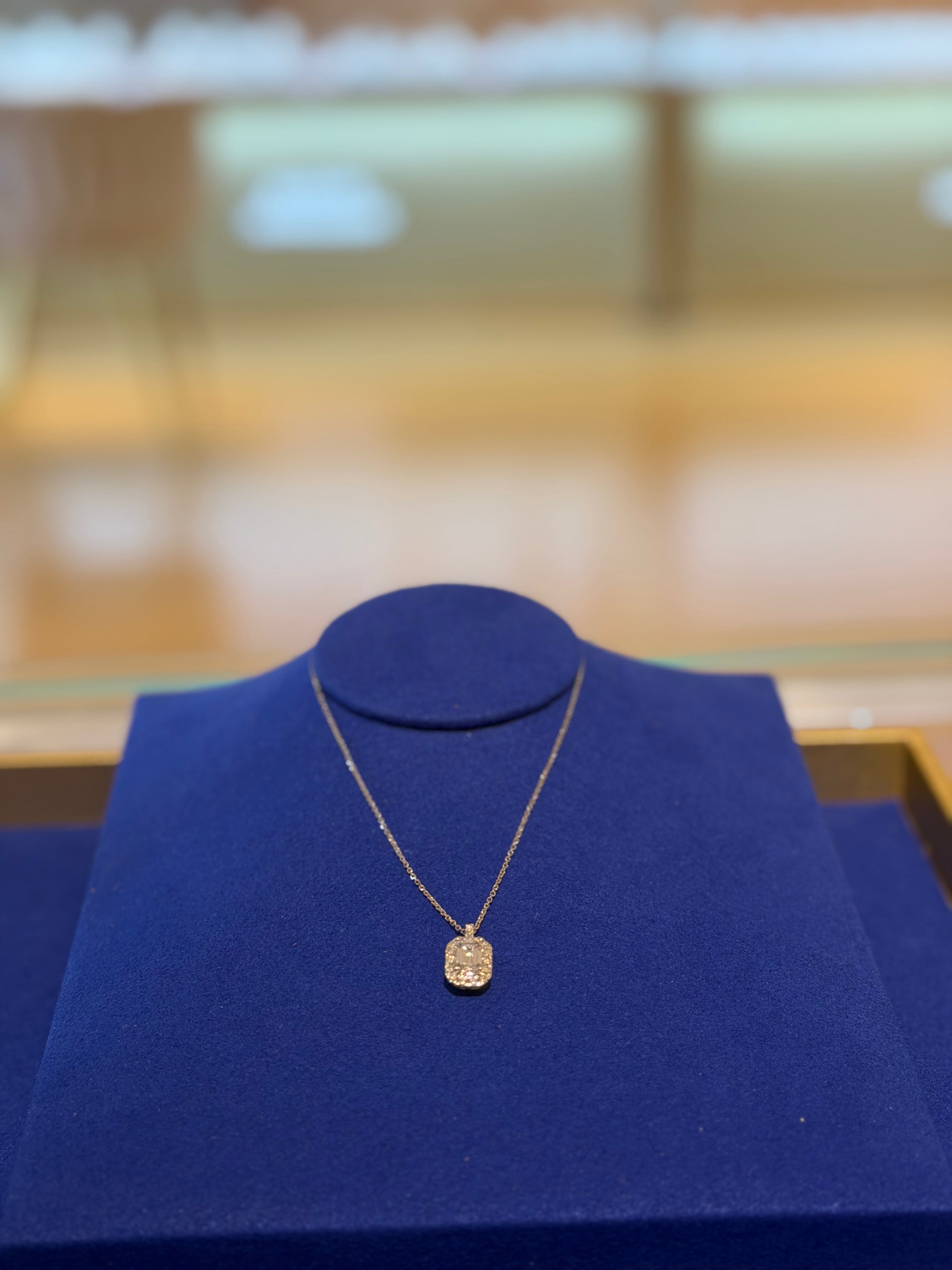 Emerald Halo 1.5 White Gold Necklace
