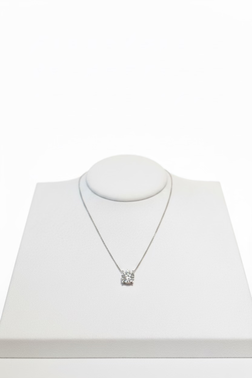 Round 1 Carat White Gold Necklace