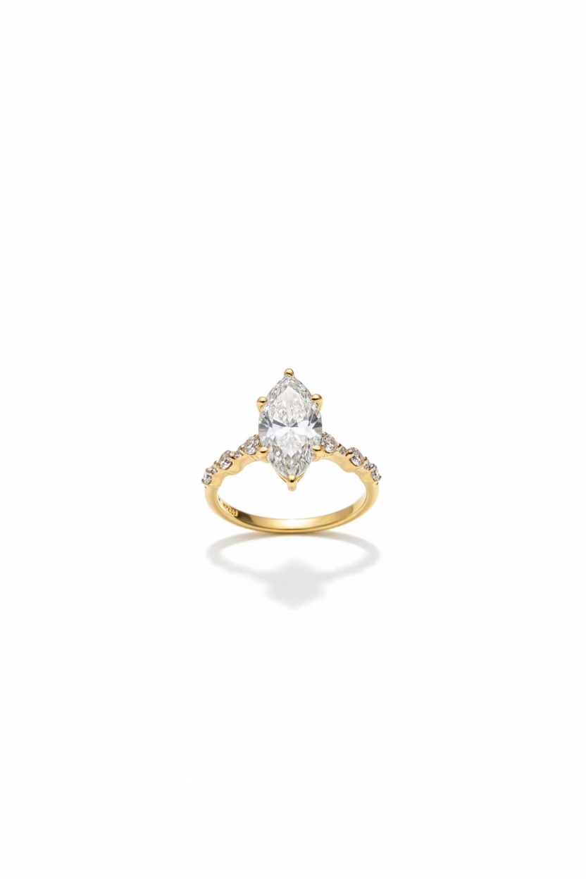 Marquise 14 Karat Yellow Gold Engagement Ring