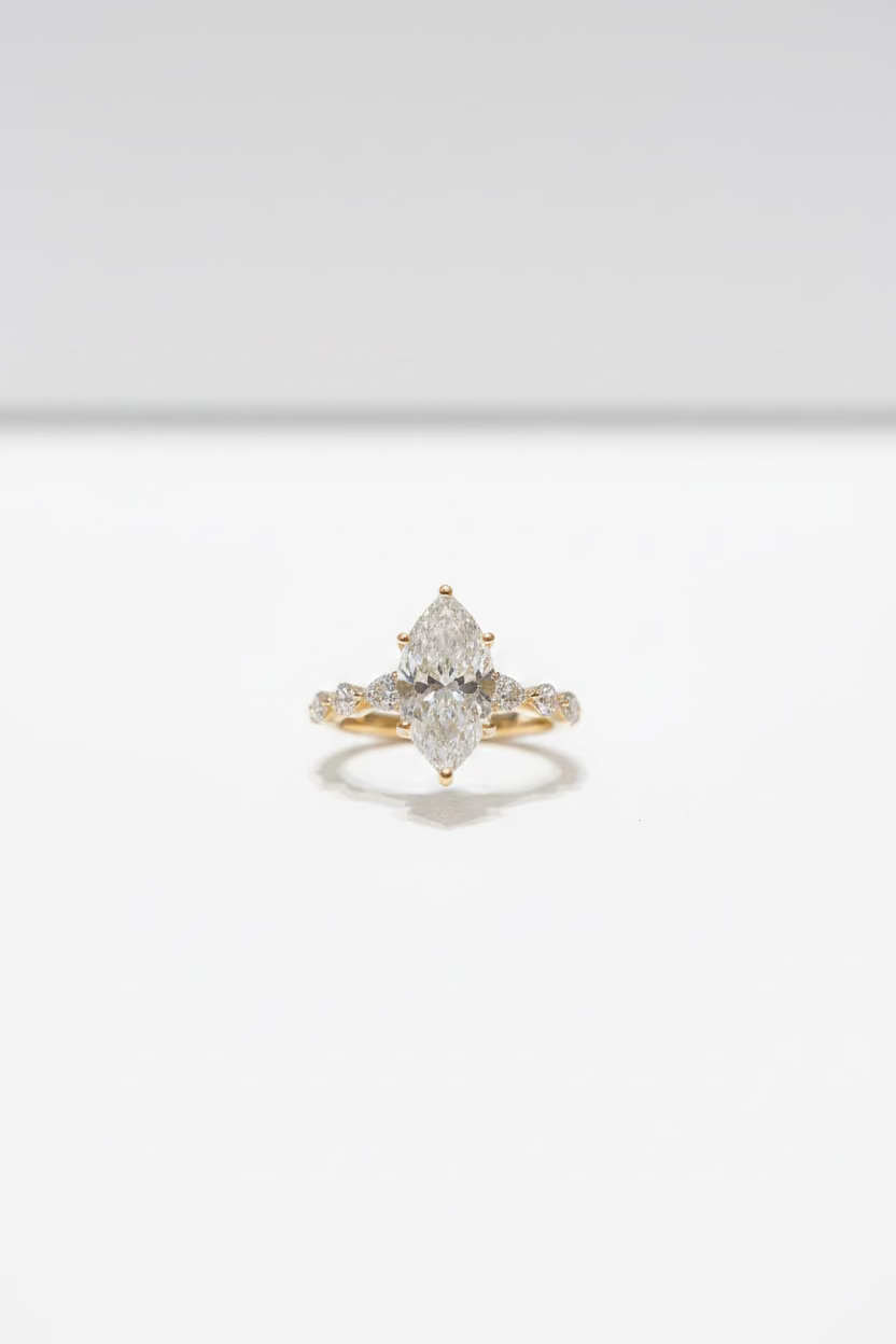 Marquise 14 Karat Yellow Gold Engagement Ring