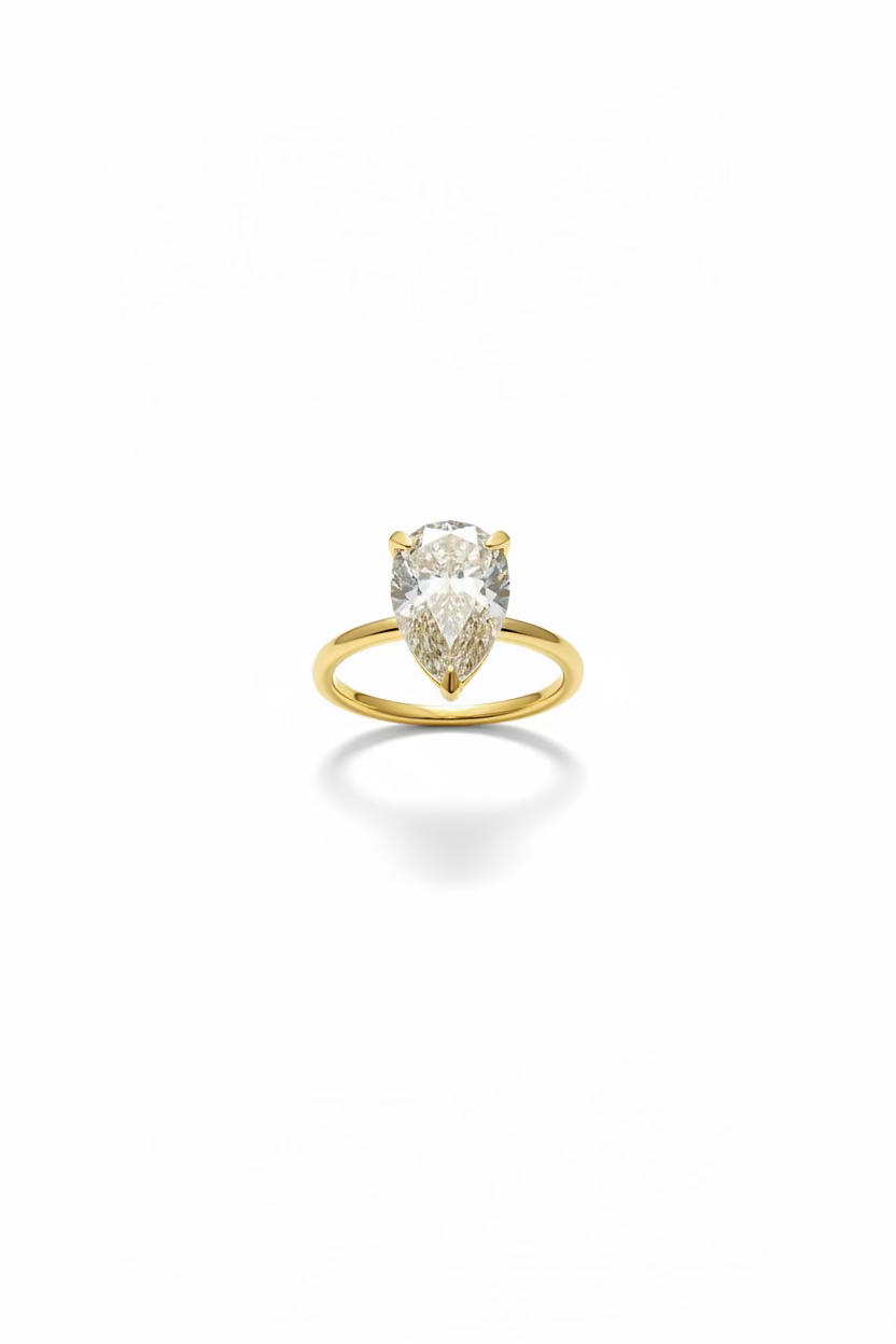 Tear Drop 14 Karat Yellow Gold Engagement Ring