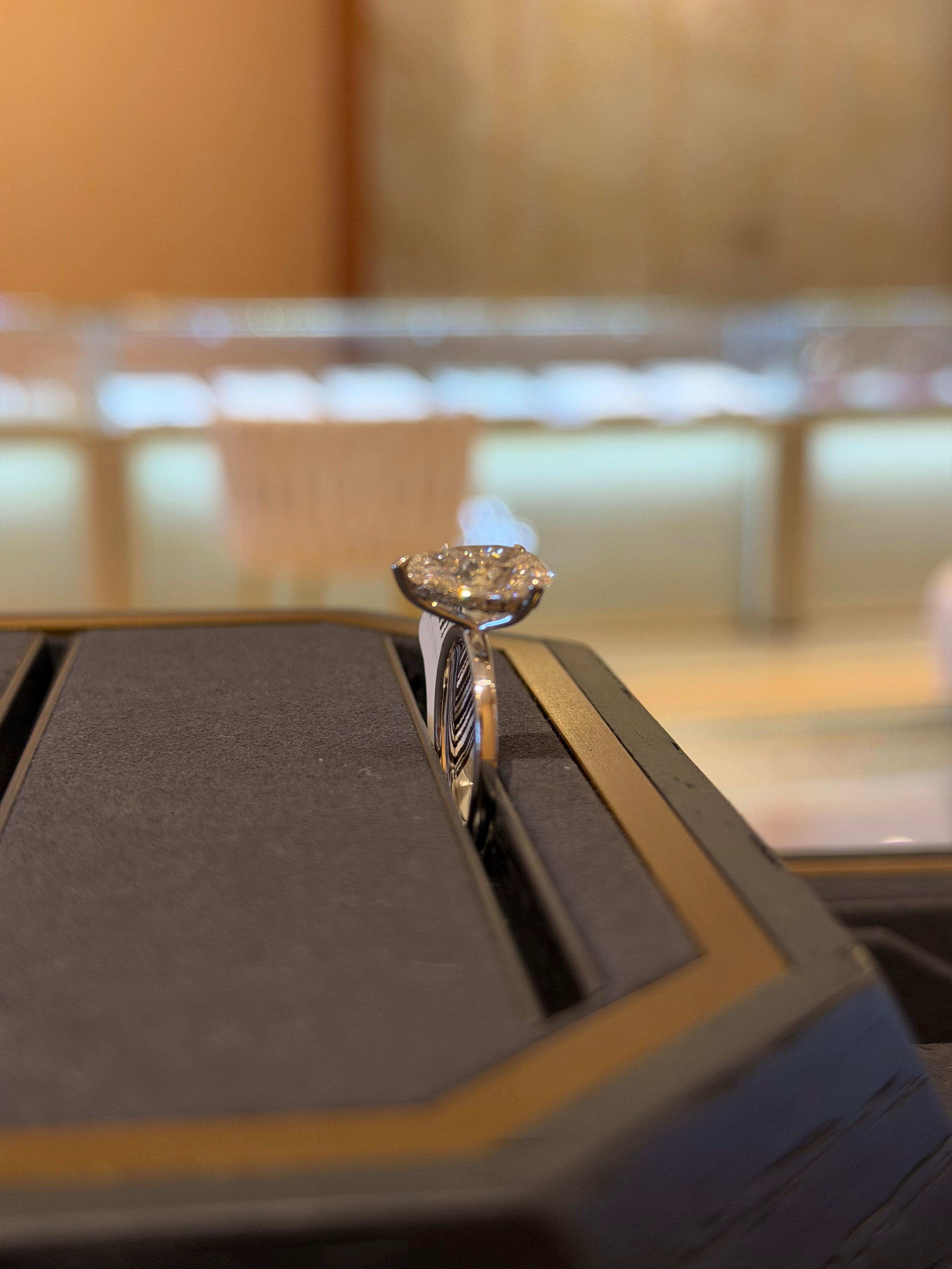 Tear Drop Pear 14 Karat White Gold Engagement Ring