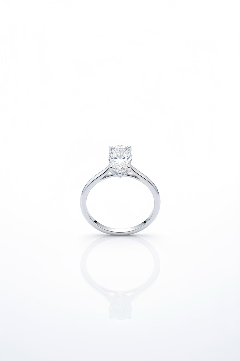 Tear Drop 14 Karat White Gold Engagement Ring