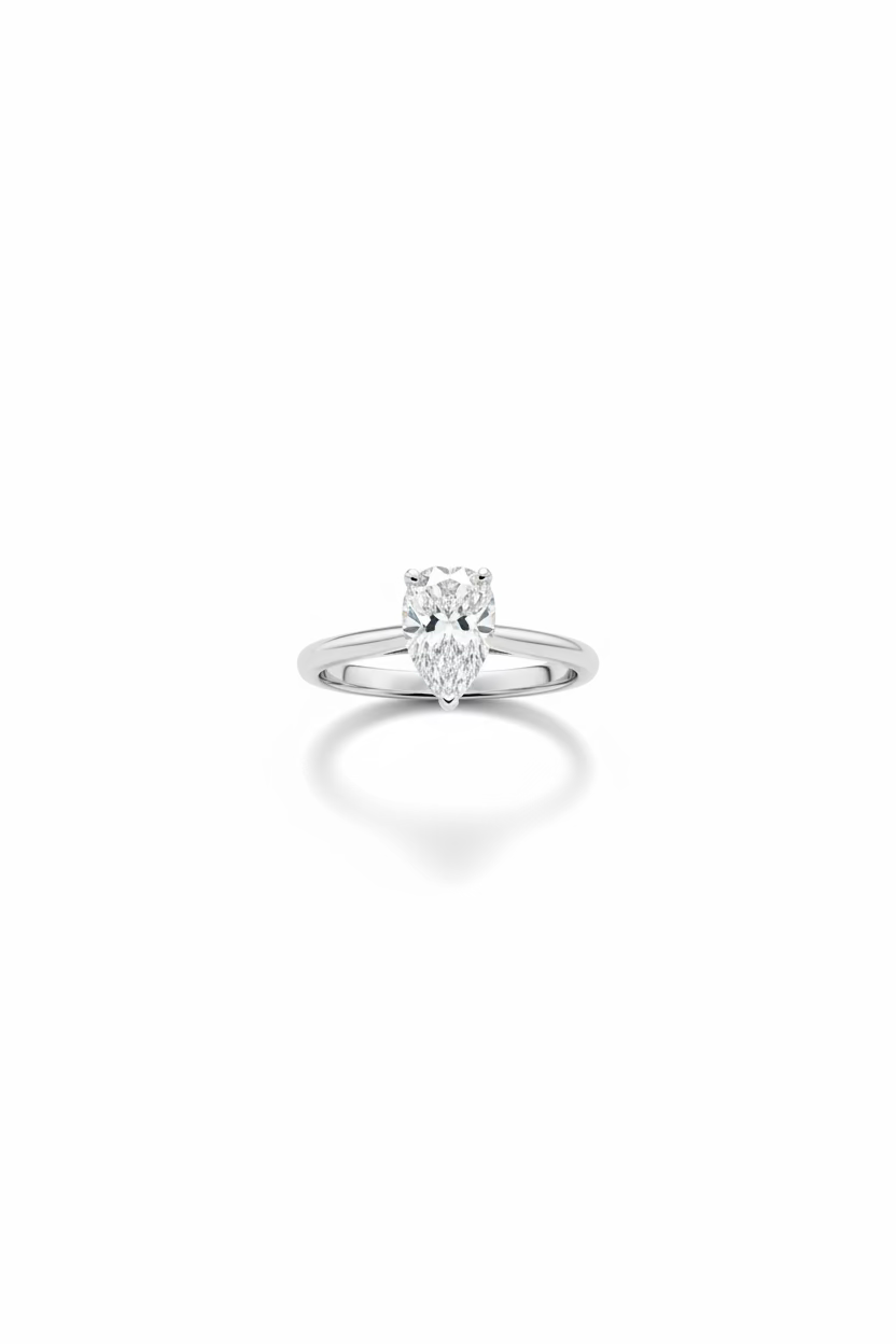 Tear Drop Yellow Gold Engagement Ring