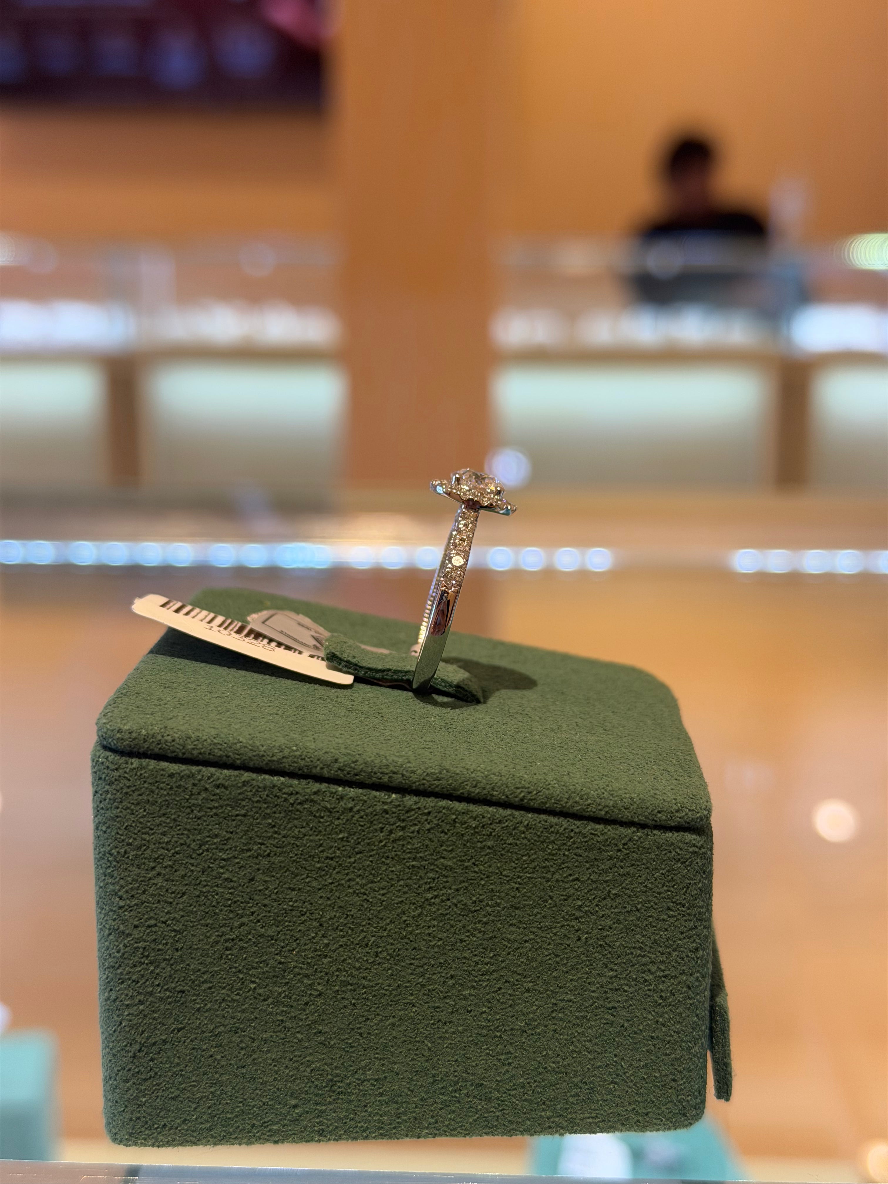 Round White Gold Halo Engagement Ring