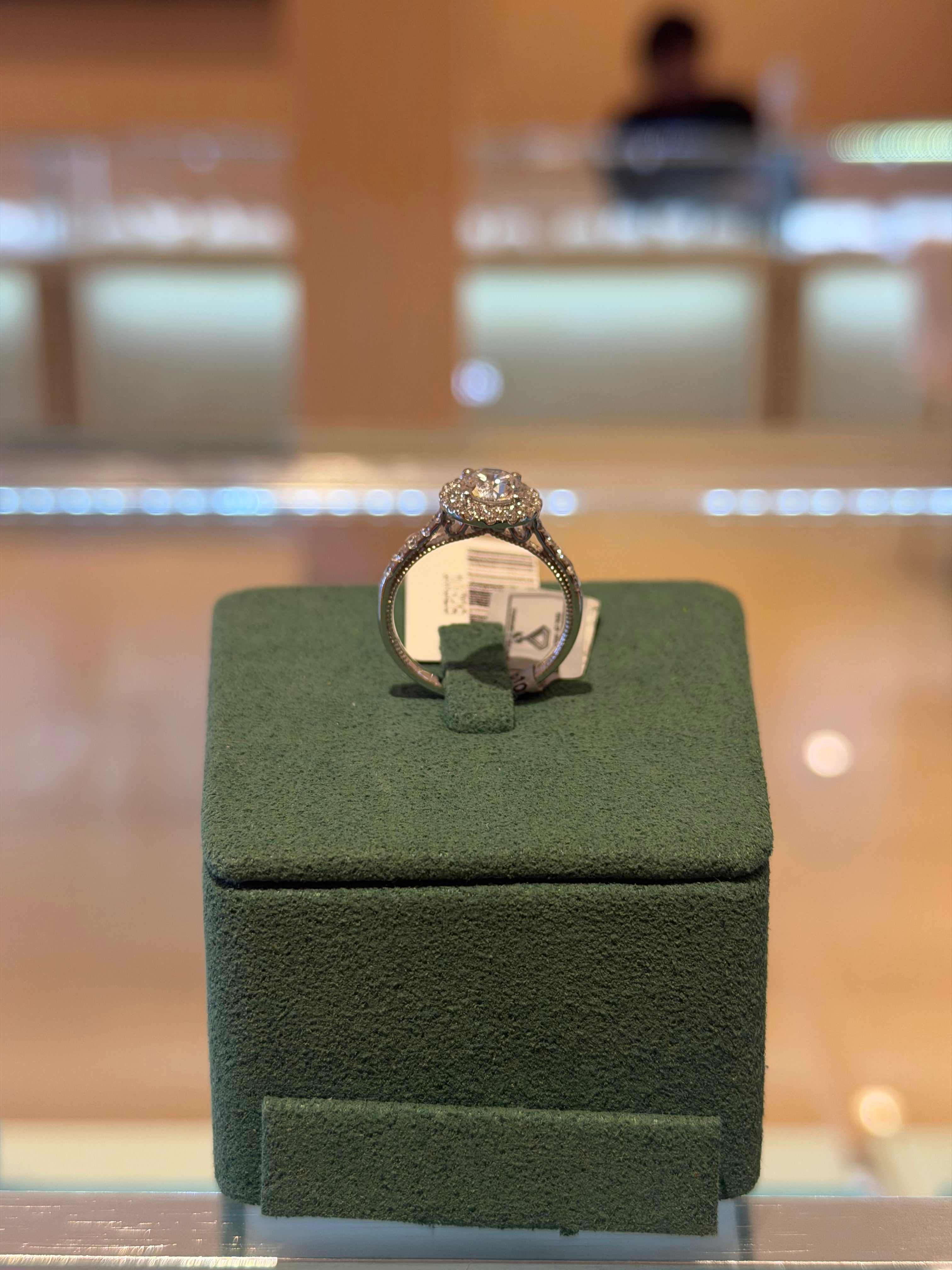 Round White Gold Halo Engagement Ring