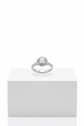 Round White Gold Halo Engagement Ring