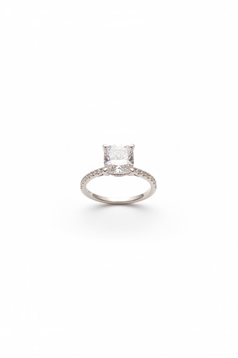 Round Cushion White Gold Engagement Ring