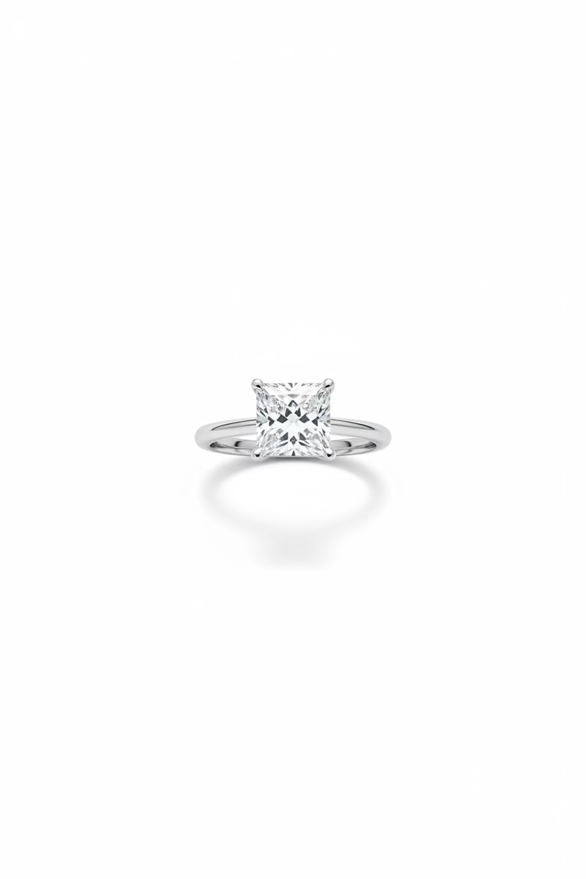 Princess White Gold Engagement Ring