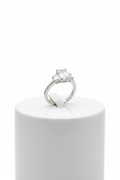 Emerald Three Stone White Gold Engagement Ring