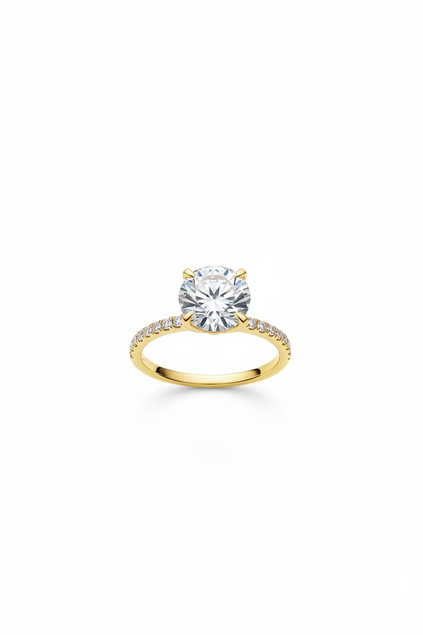 Round Yellow Gold Engagement Ring