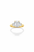 Emerald Three Stone Yellow Gold Engagement Ring