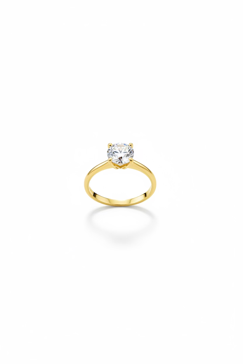 Round Yellow Gold Engagement Ring