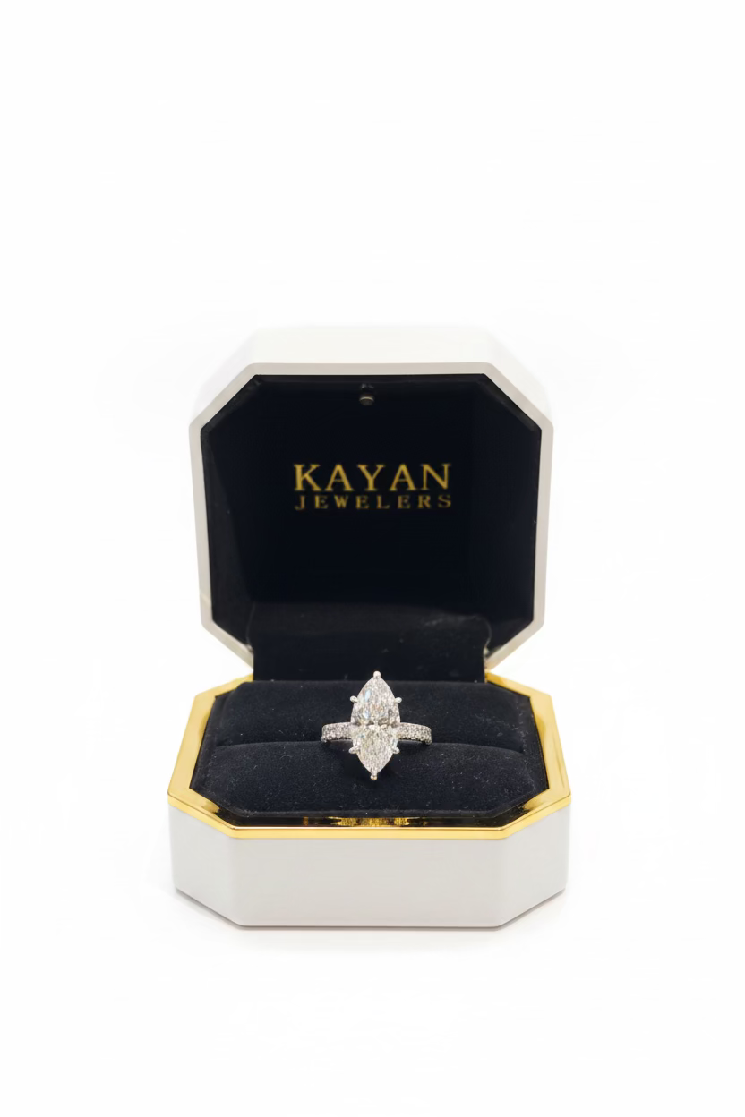 Marquise Hidden Halo Engagement Ring