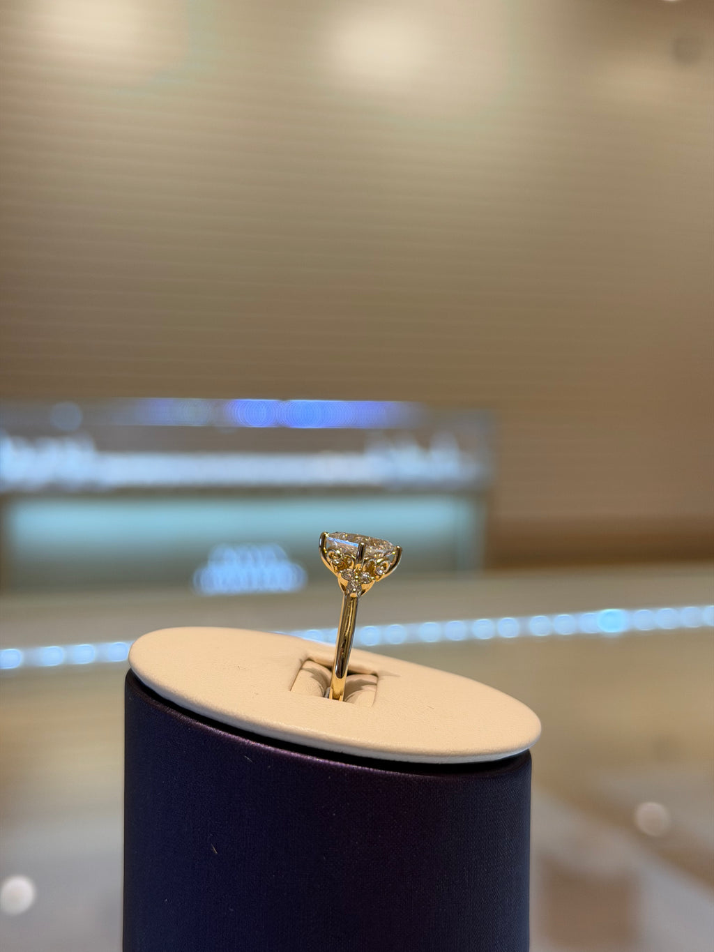 Princess Tri-Stone Yellow Gold Engagement Ring