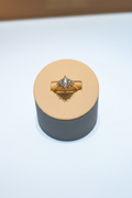 Princess Tri-Stone Yellow Gold Engagement Ring