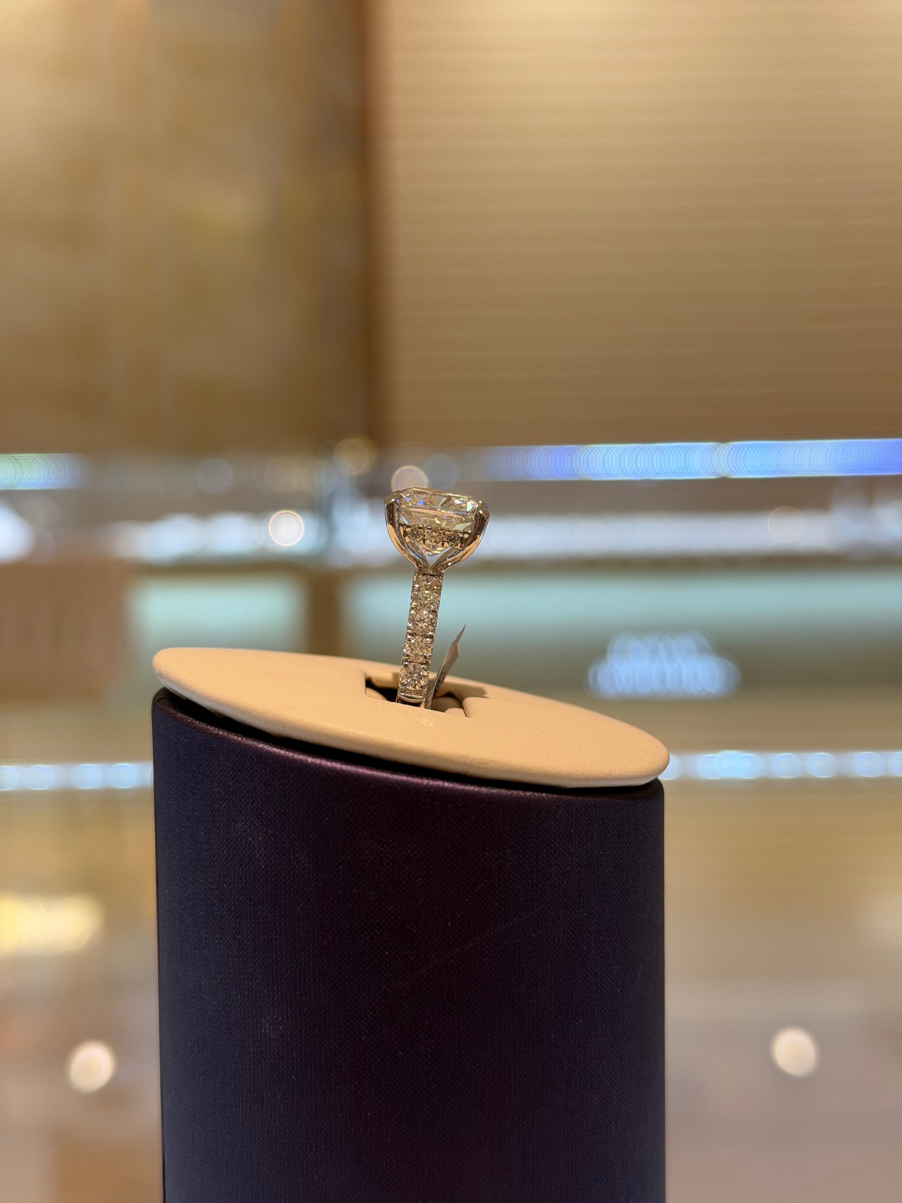 Cushion Hidden Halo White Gold Ring