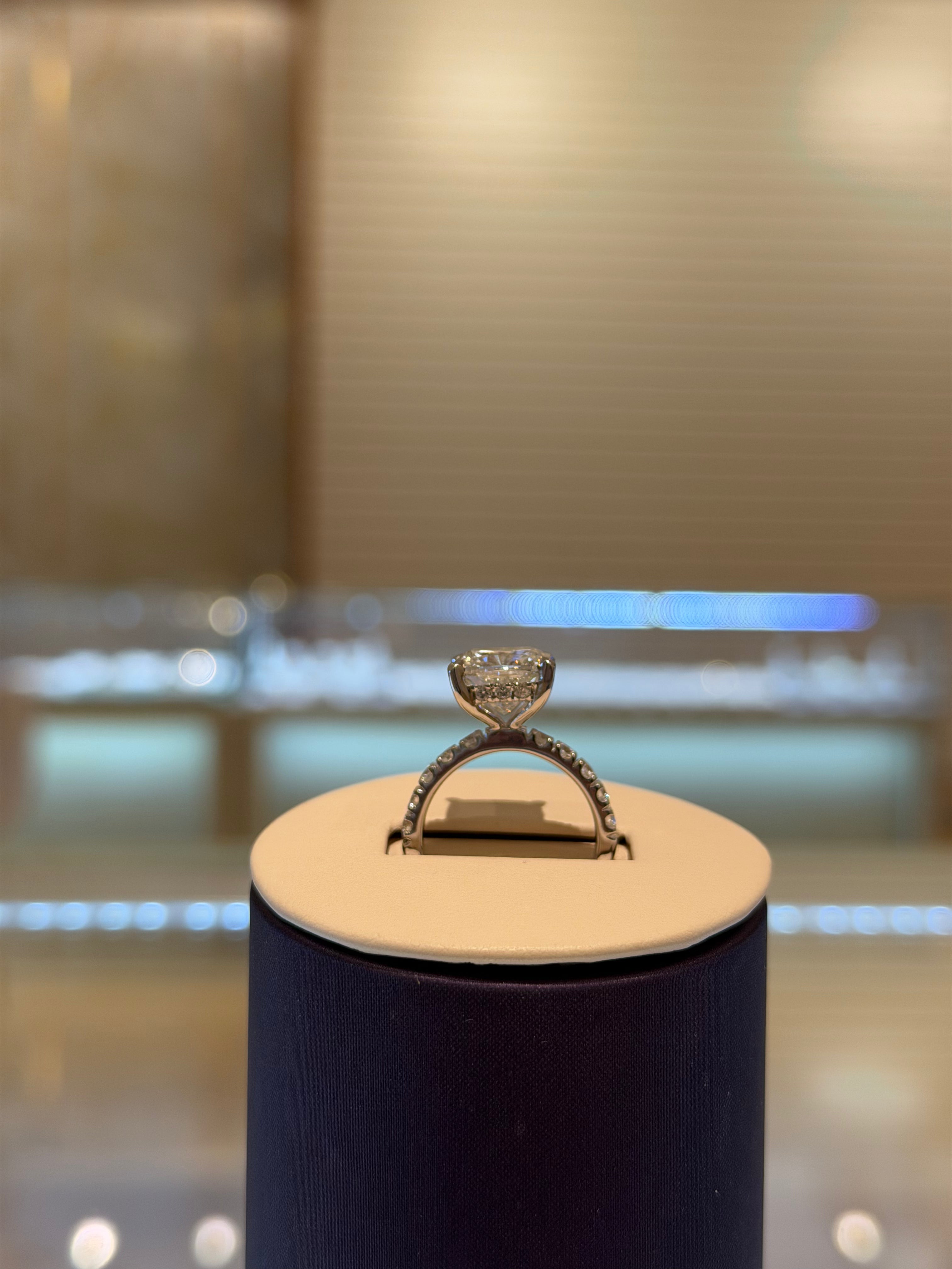 Cushion Hidden Halo White Gold Ring