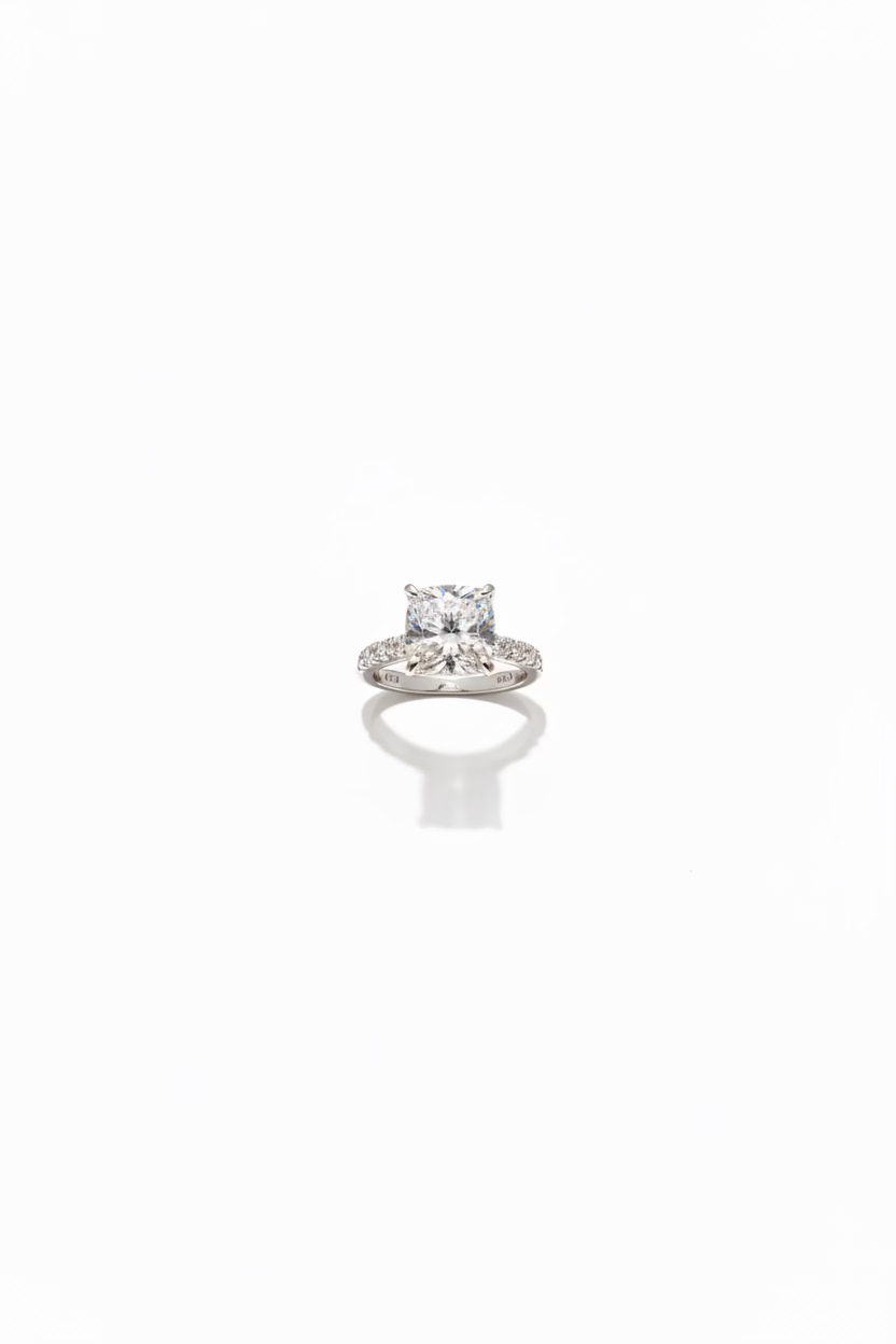 Cushion Hidden Halo White Gold Ring
