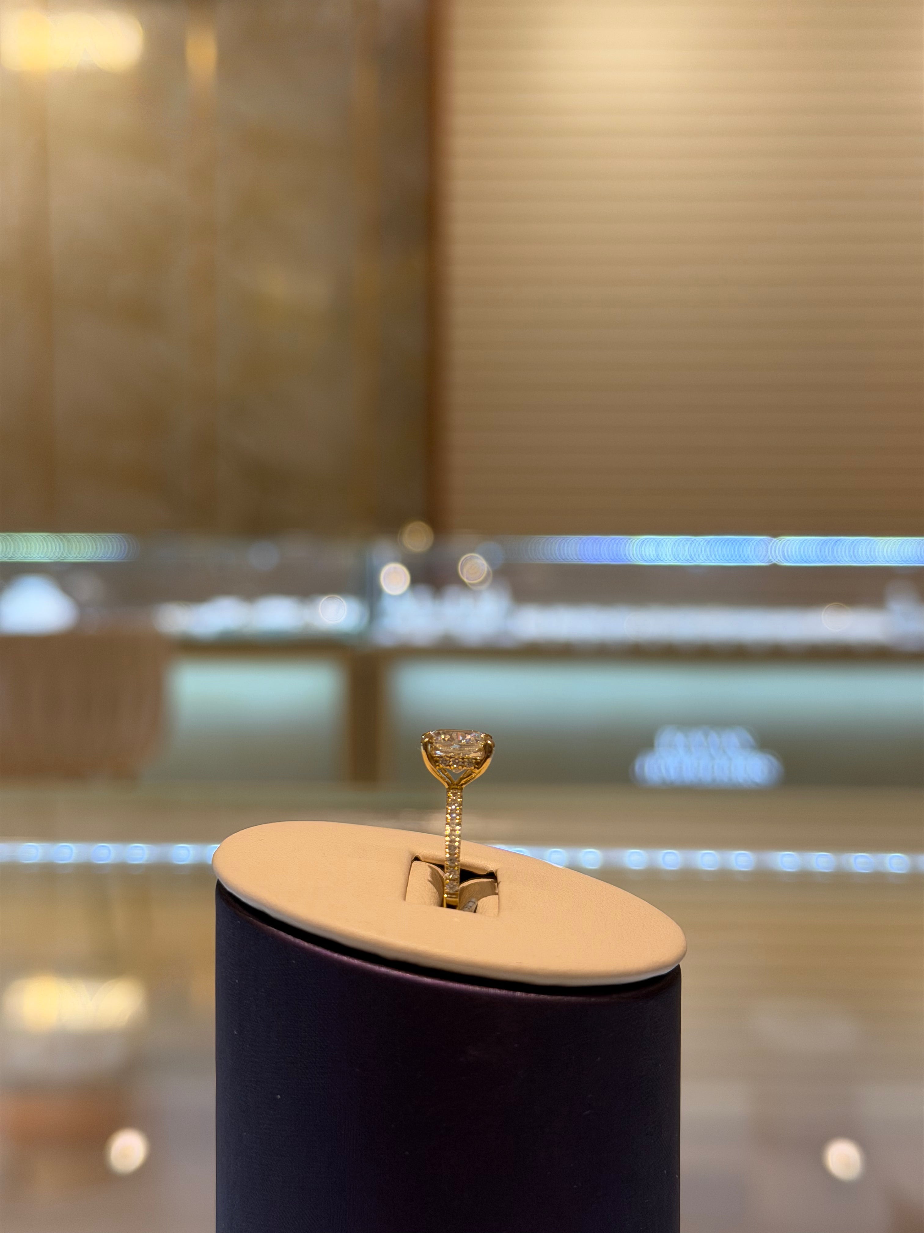 Cushion Hidden Halo Yellow Gold Ring