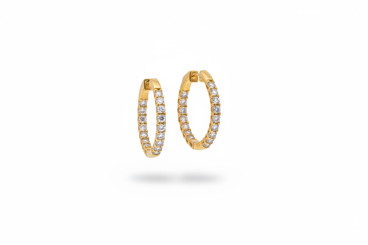 3 Carat Small Yellow Gold Hoops