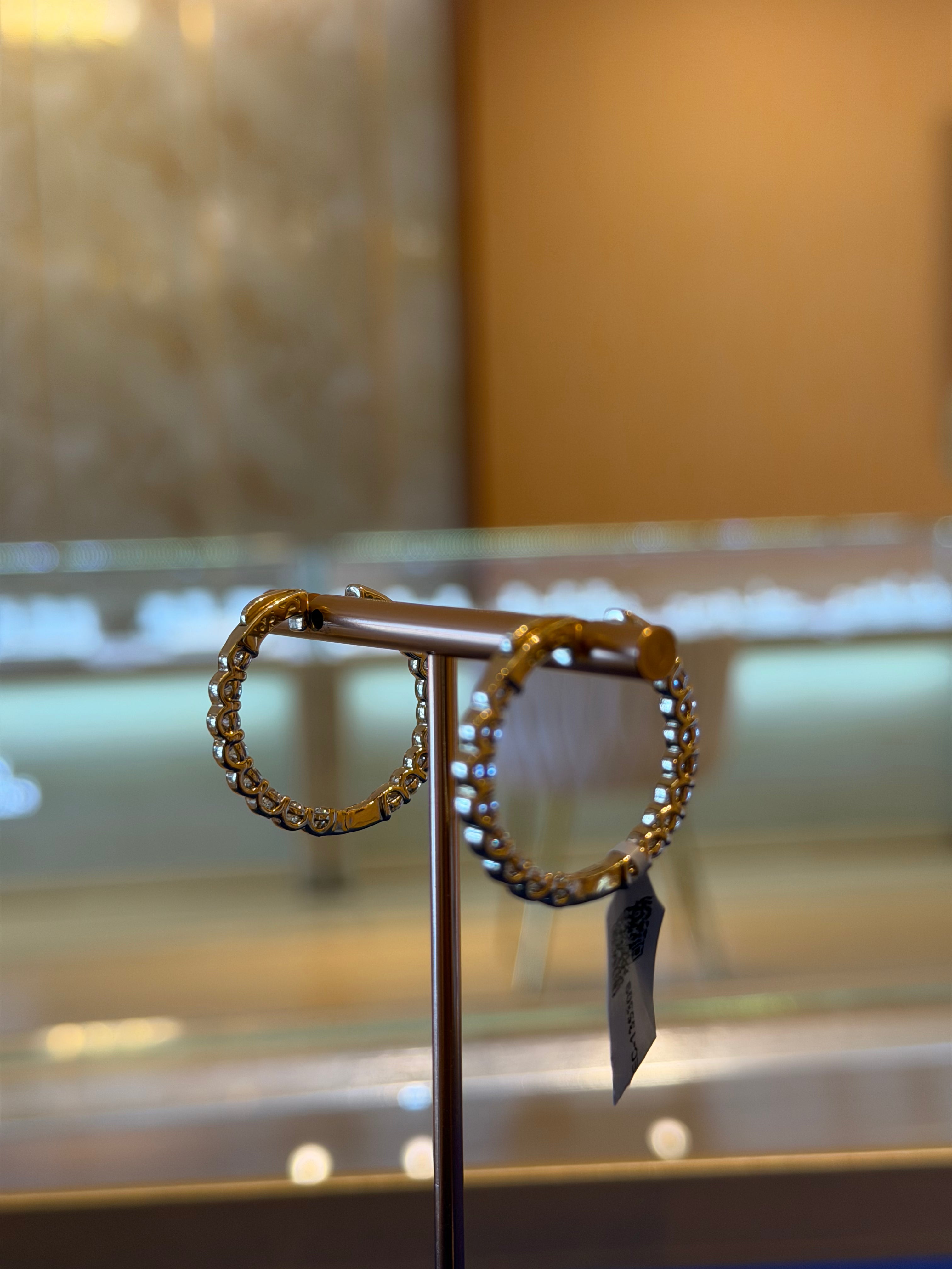 3 Carat Small Yellow Gold Hoops