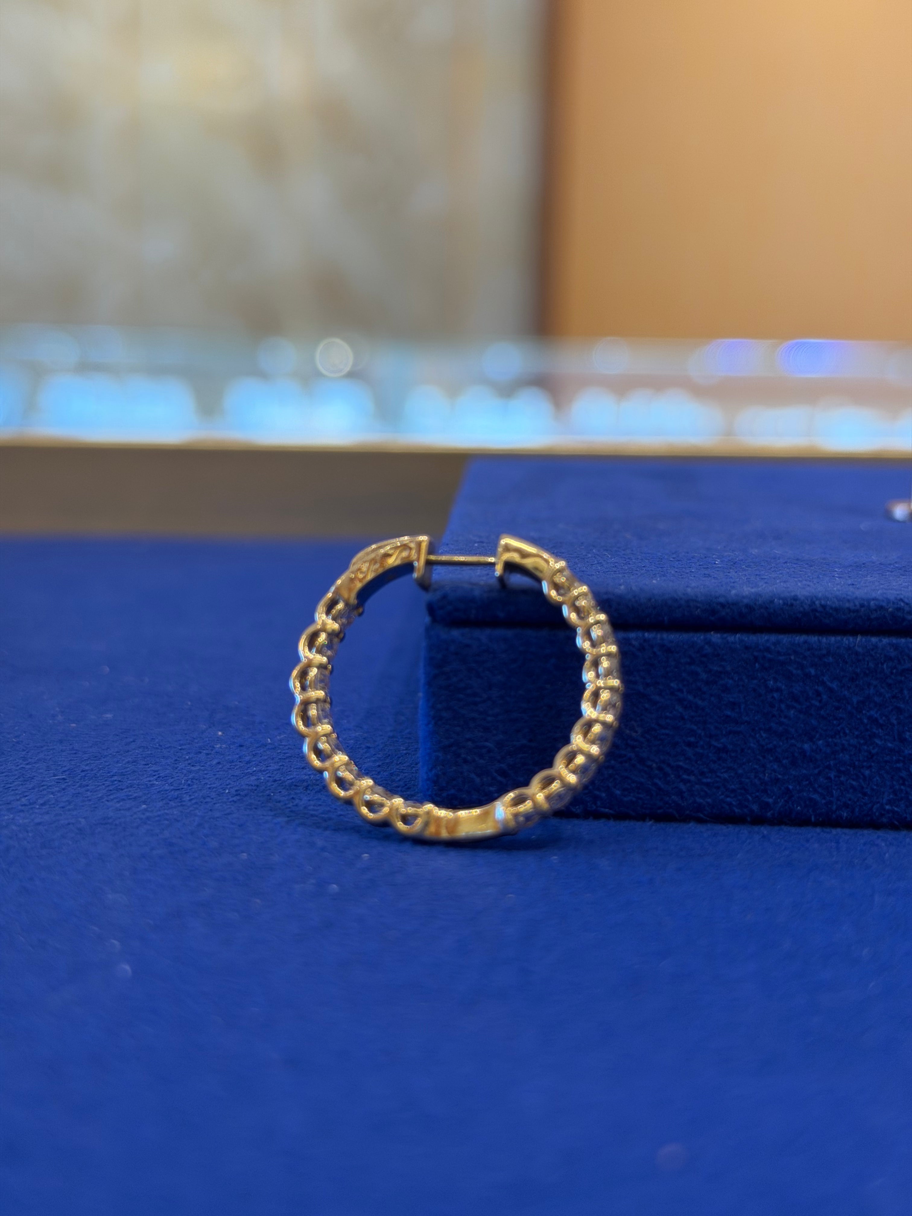 3 Carat Small Yellow Gold Hoops