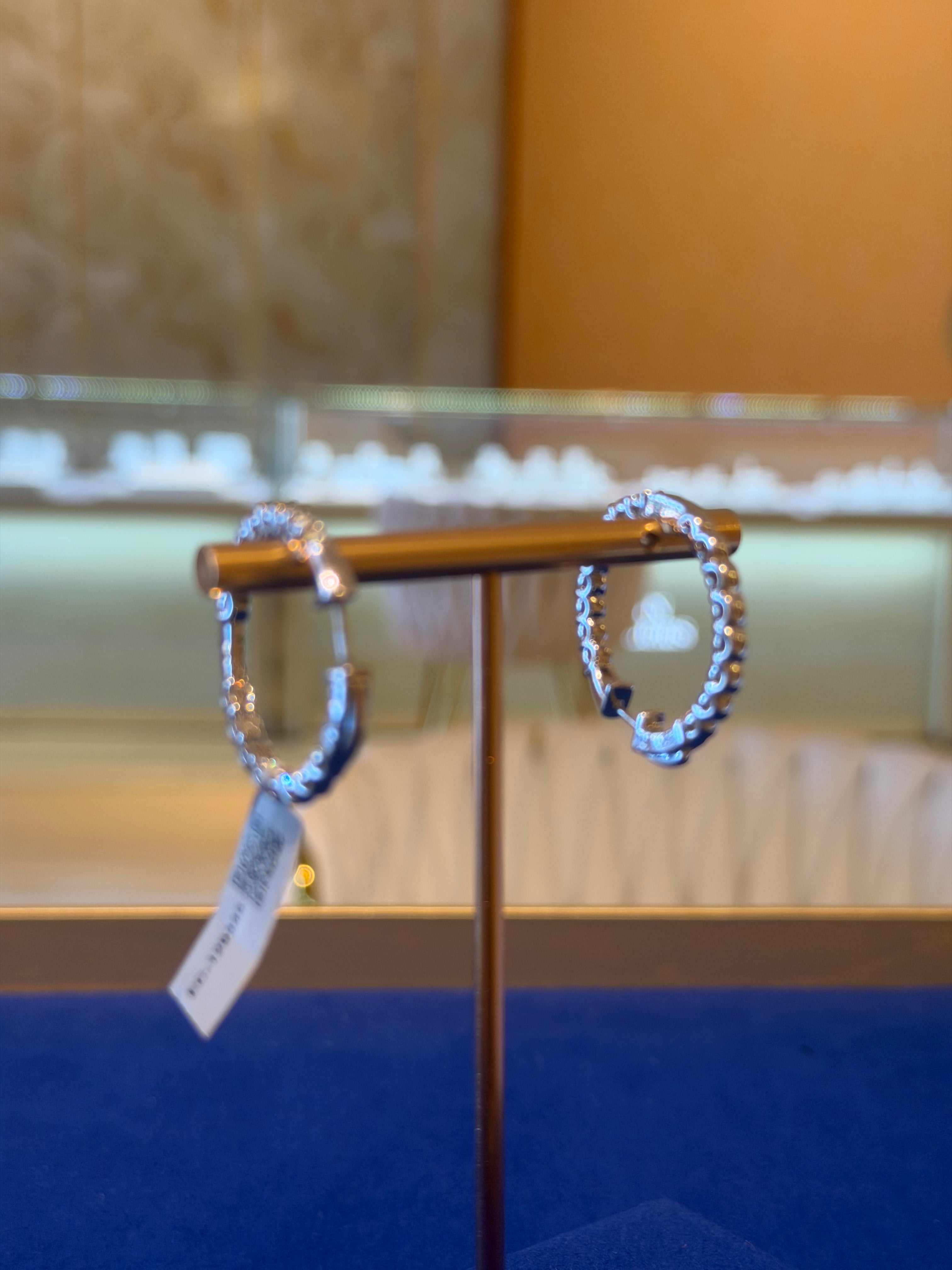 3 Carat Medium White Gold Hoops