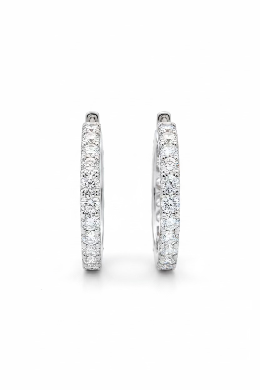 2 Carat Small White Gold Hoops