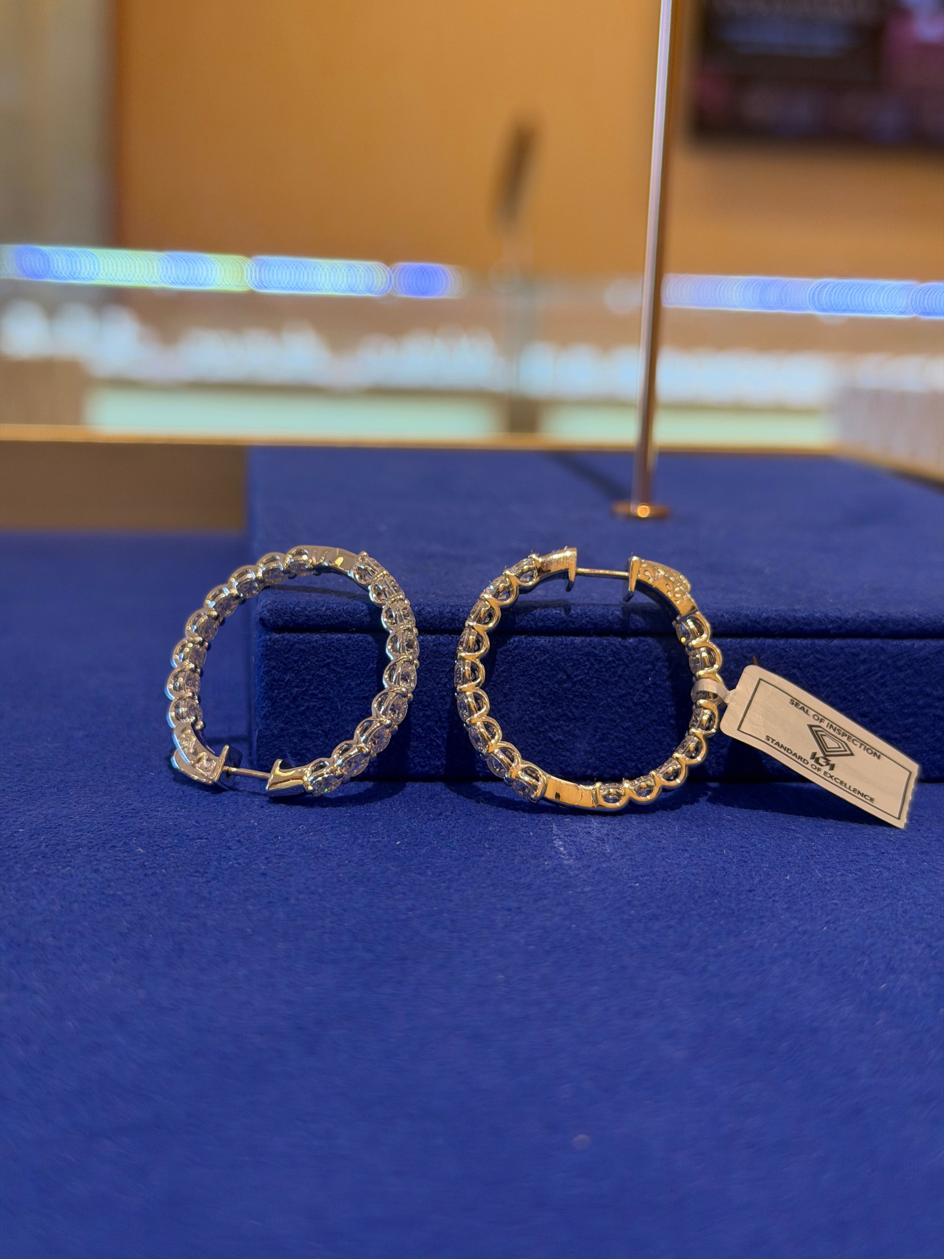 5 Carat Small White Gold Hoops