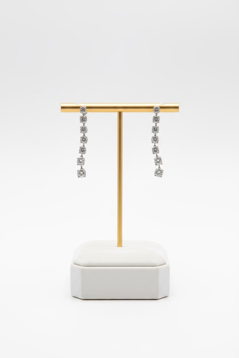 3 Carat White Gold Dangle Earrings