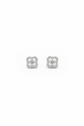 Round Flower 1 Carat White Gold Earrings
