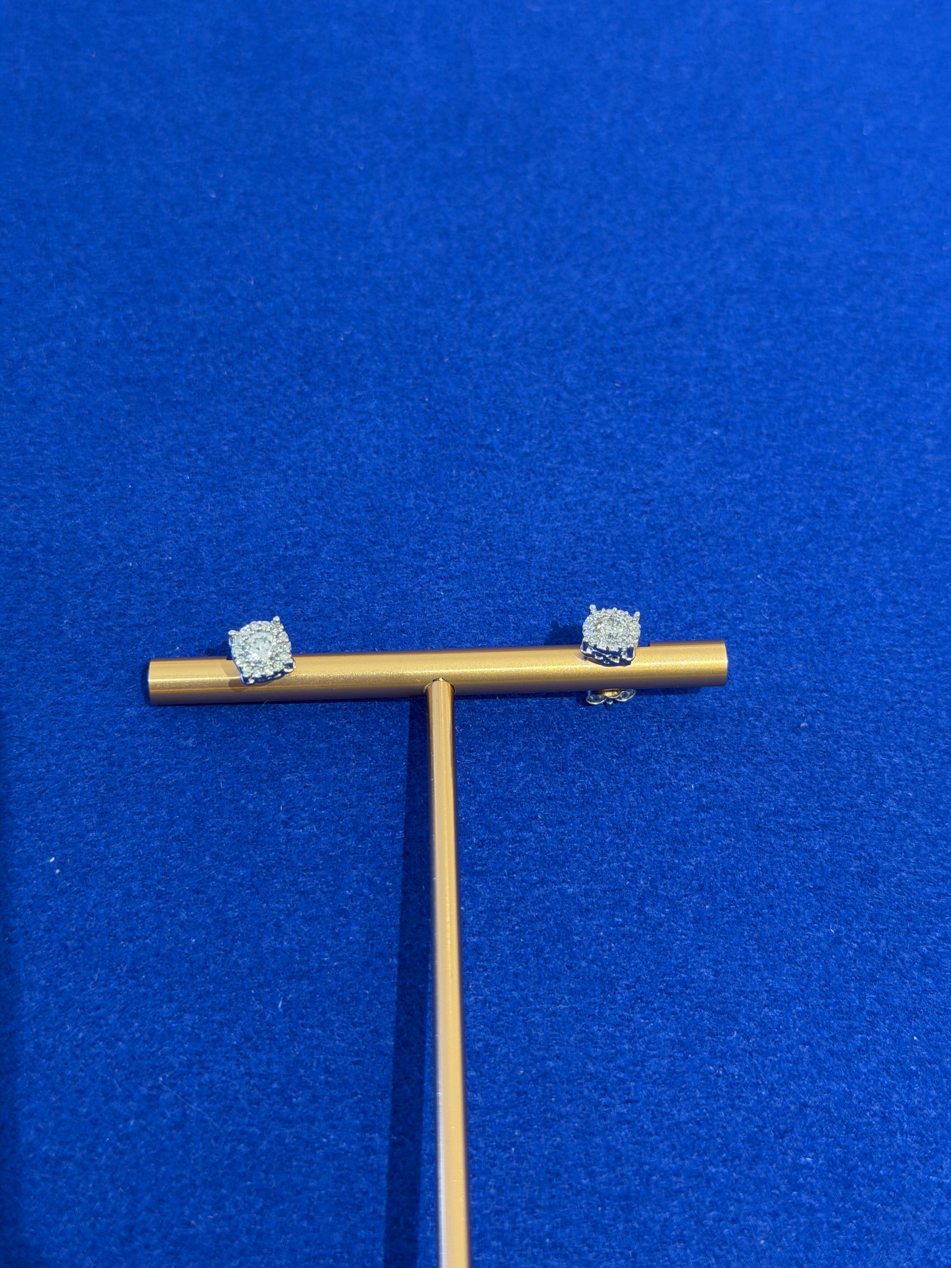2 Carat Round White Gold Studs