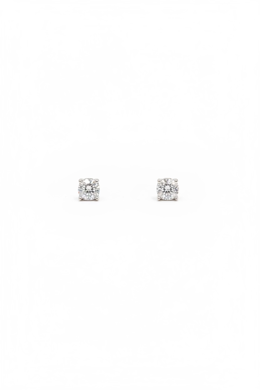 2 Carat Round White Gold Studs