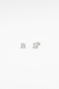 Single Carat Princess White Gold Studs