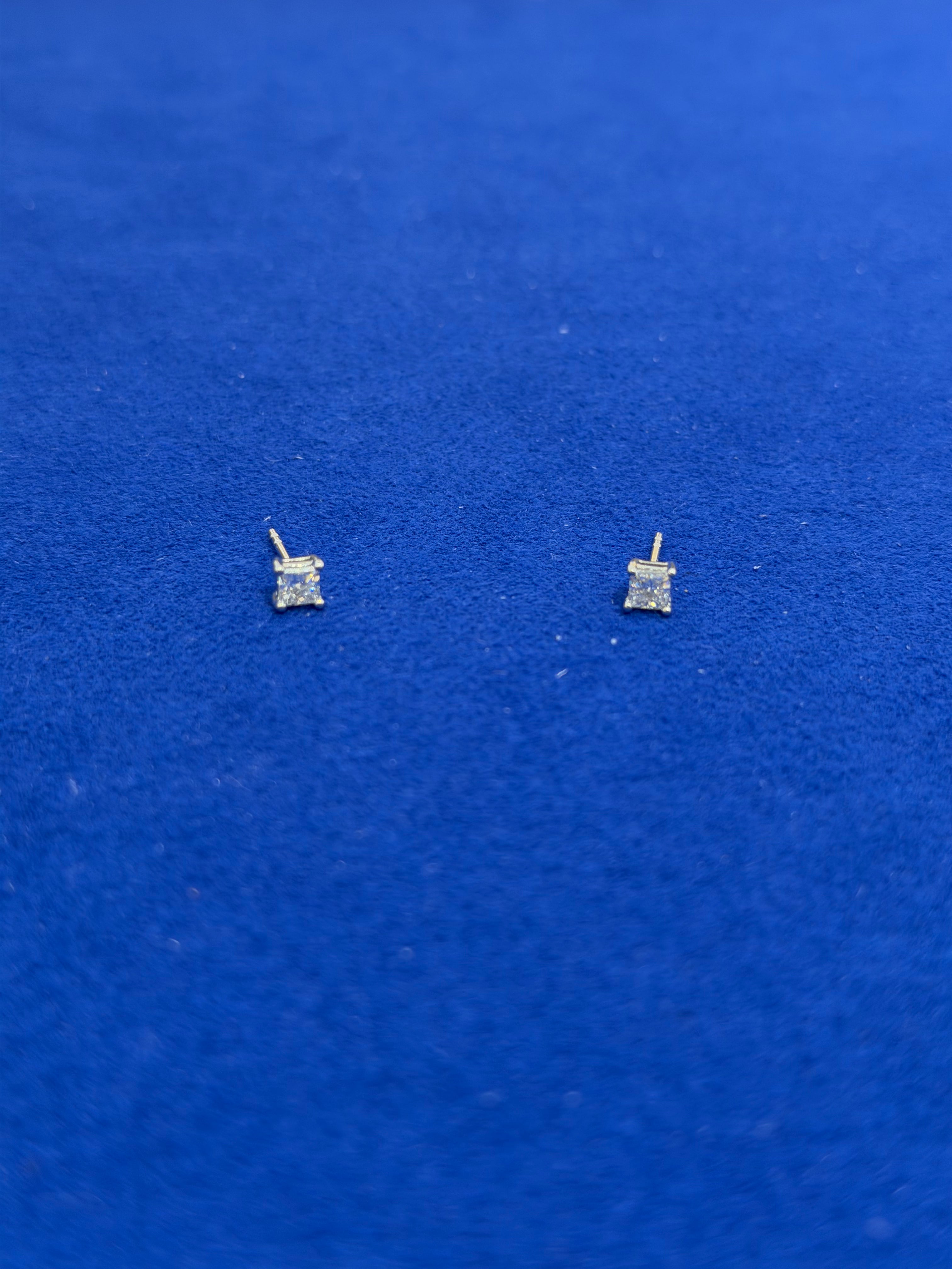 Half Carat Princess White Gold Studs