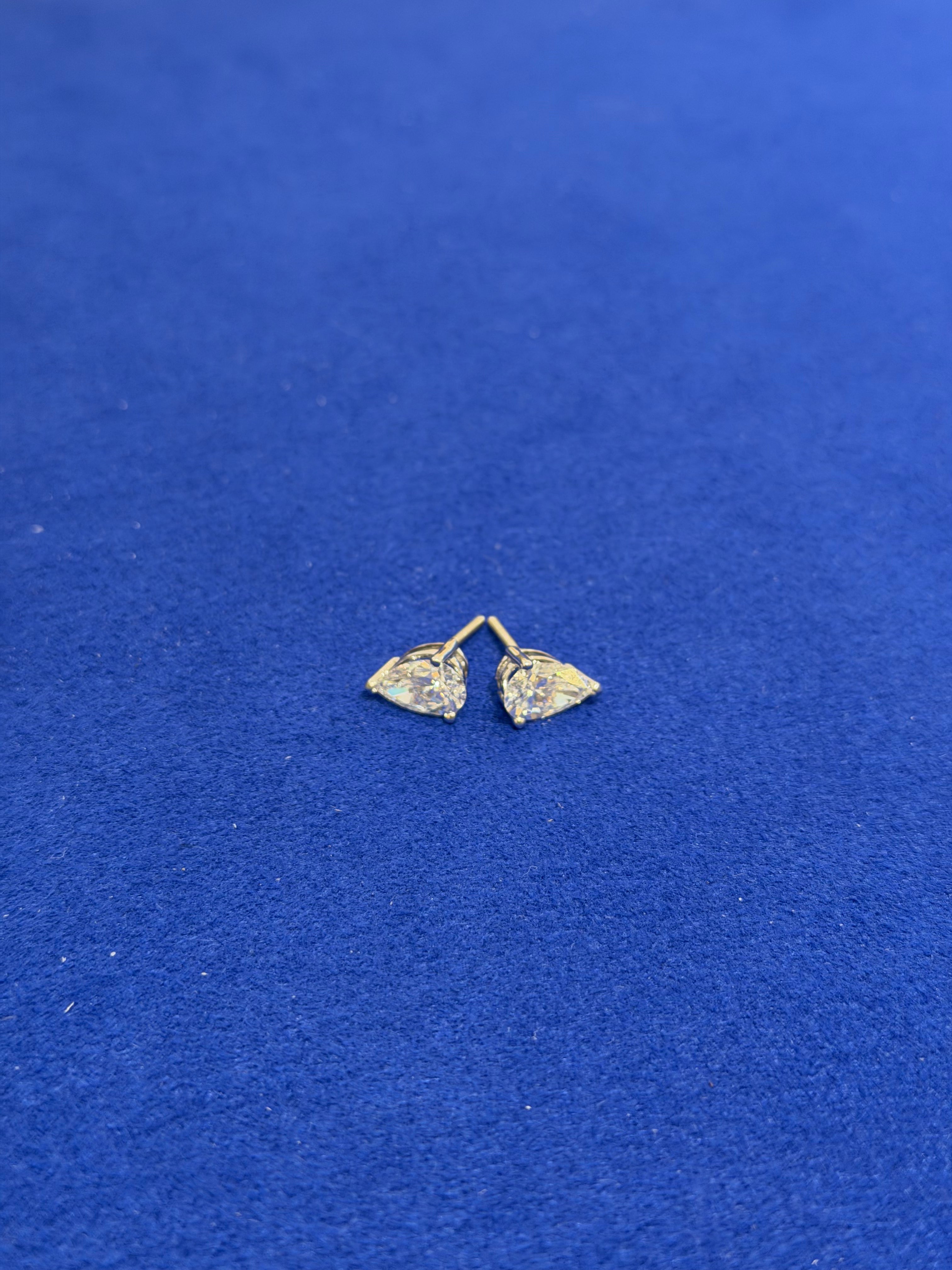 3 Carat Tear Drop White Gold Studs