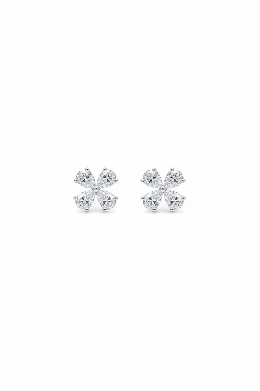 Tear Drop Pedals White Gold Studs