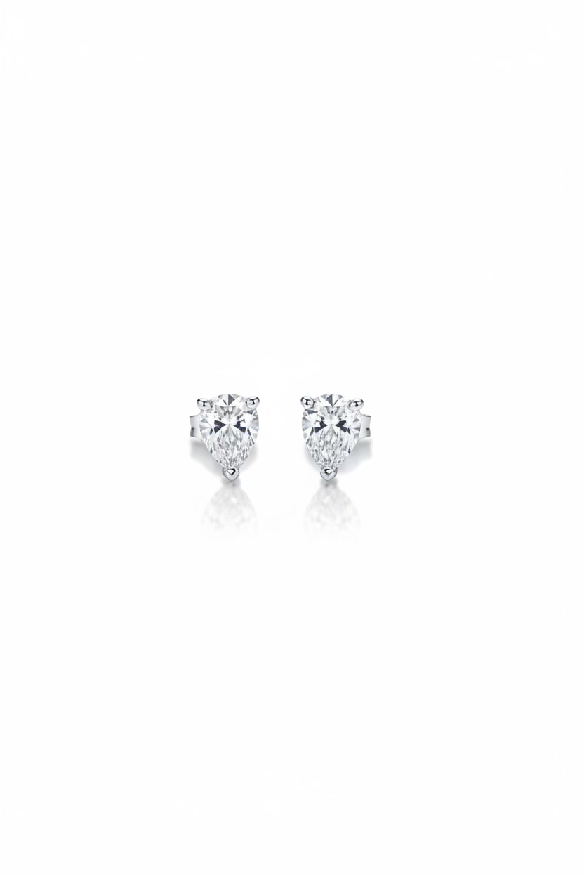 2 Carat Tear Drop White Gold Studs