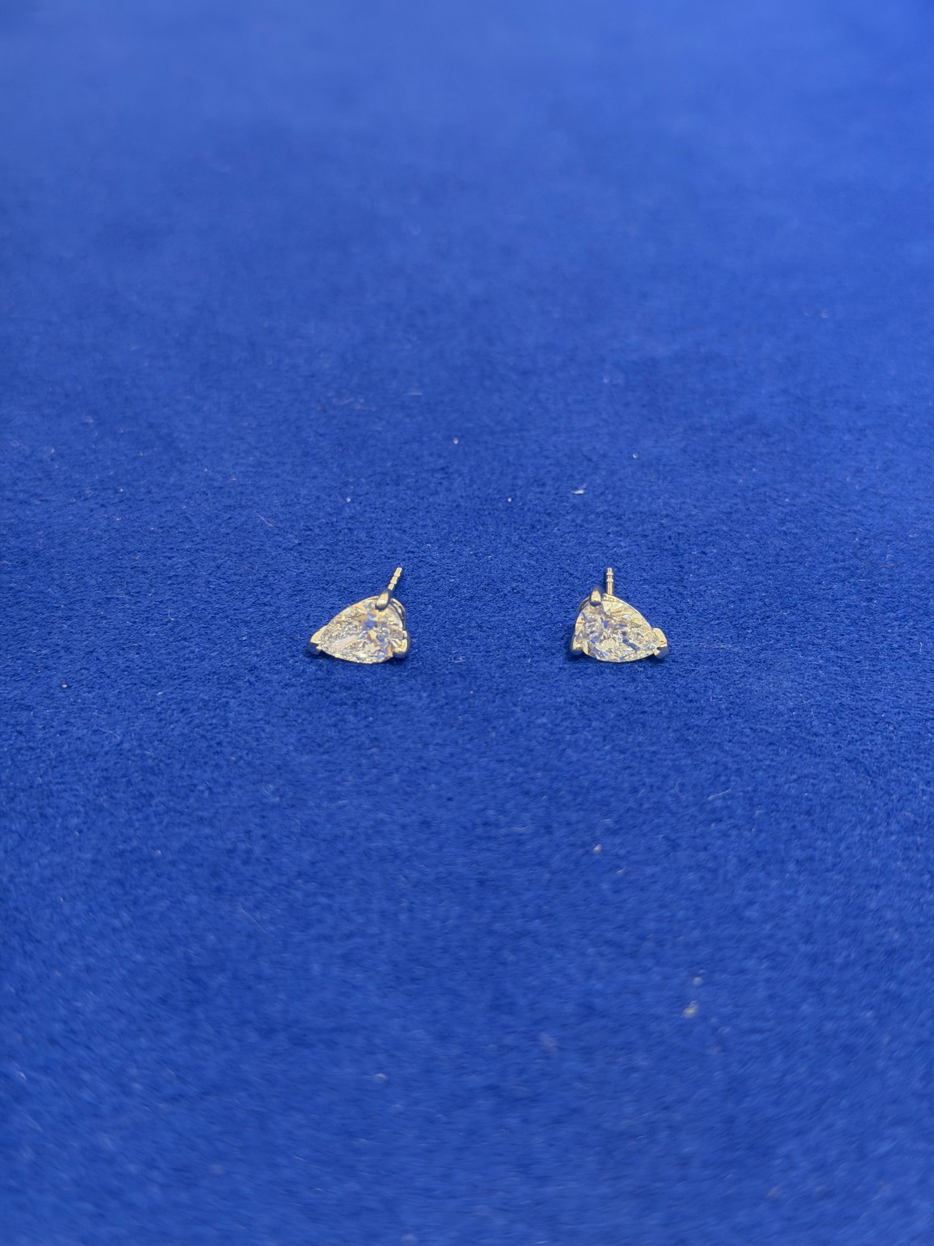 2 Carat Tear Drop White Gold Studs