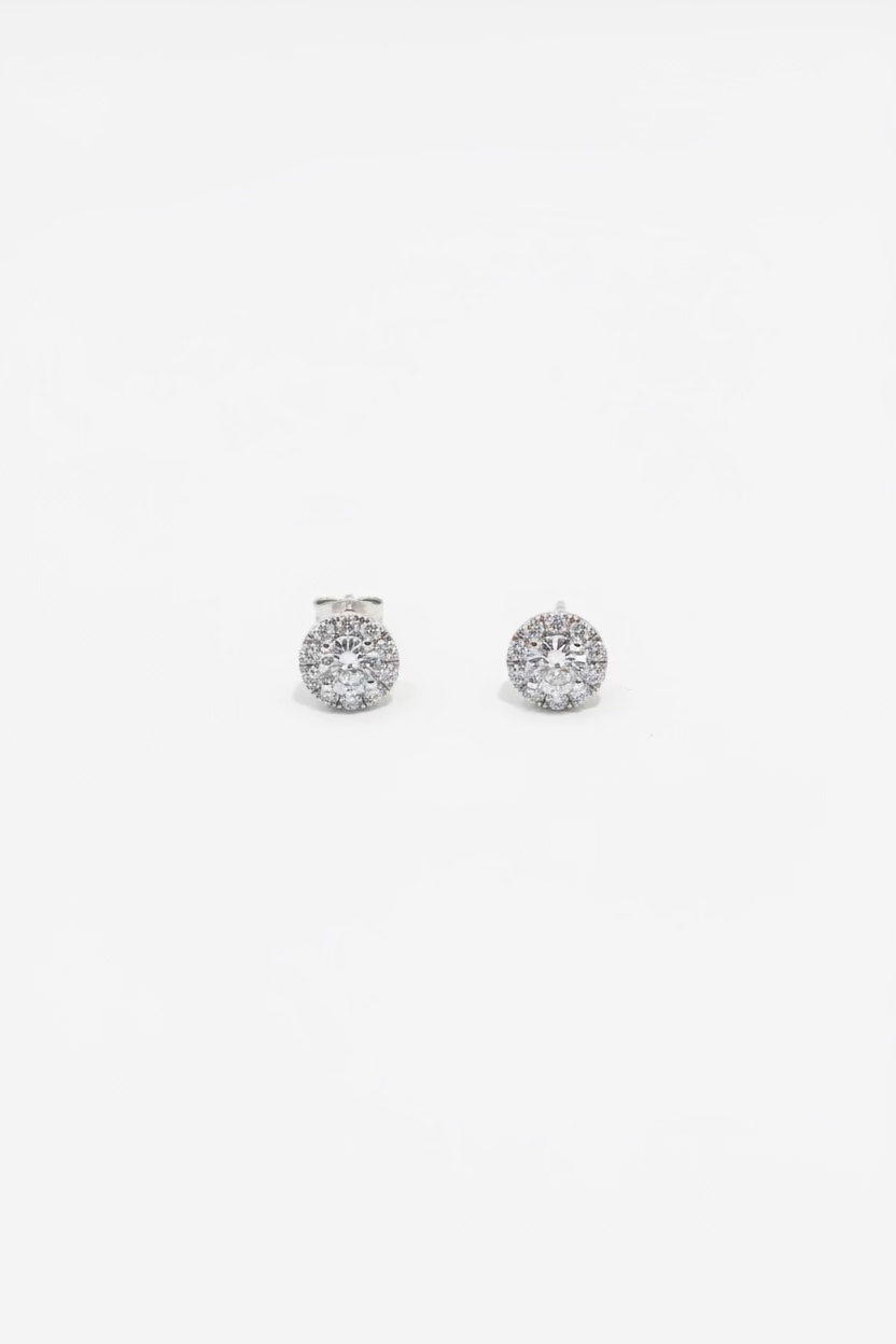 Single Carat Round White Gold Studs