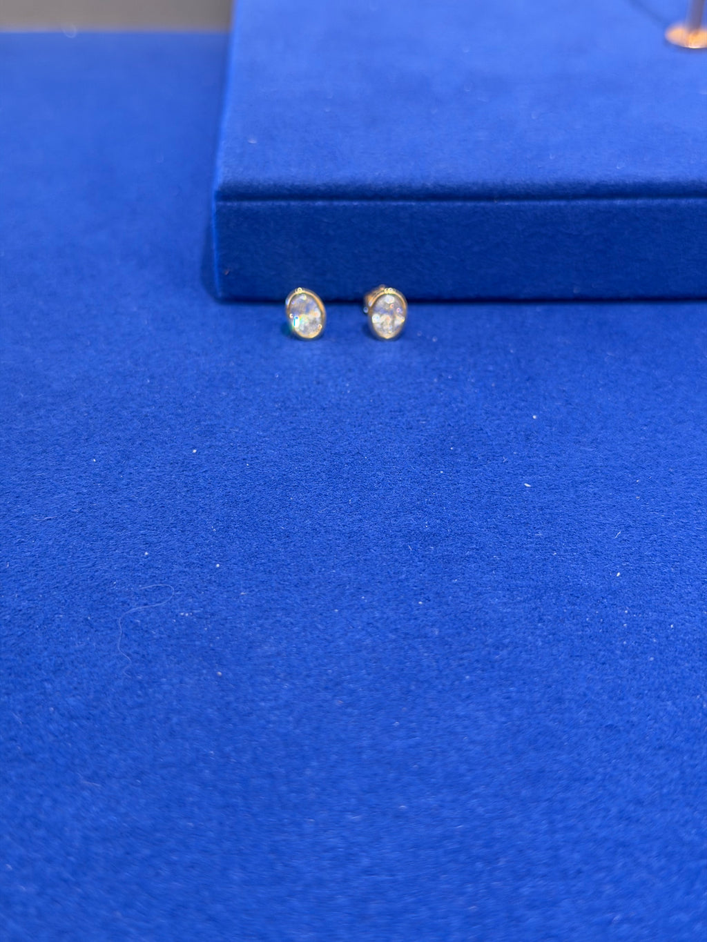 Single Carat Oval Yellow Gold Studs