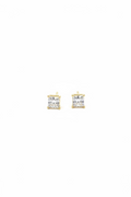 Single Carat Princess Yellow Gold Studs