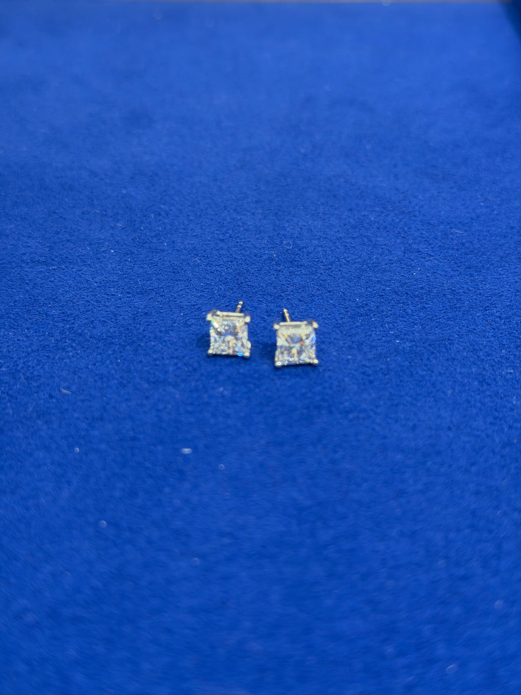 Princess 2 Carat White Gold Studs