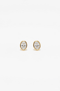 Single Round Bezel White Gold Studs