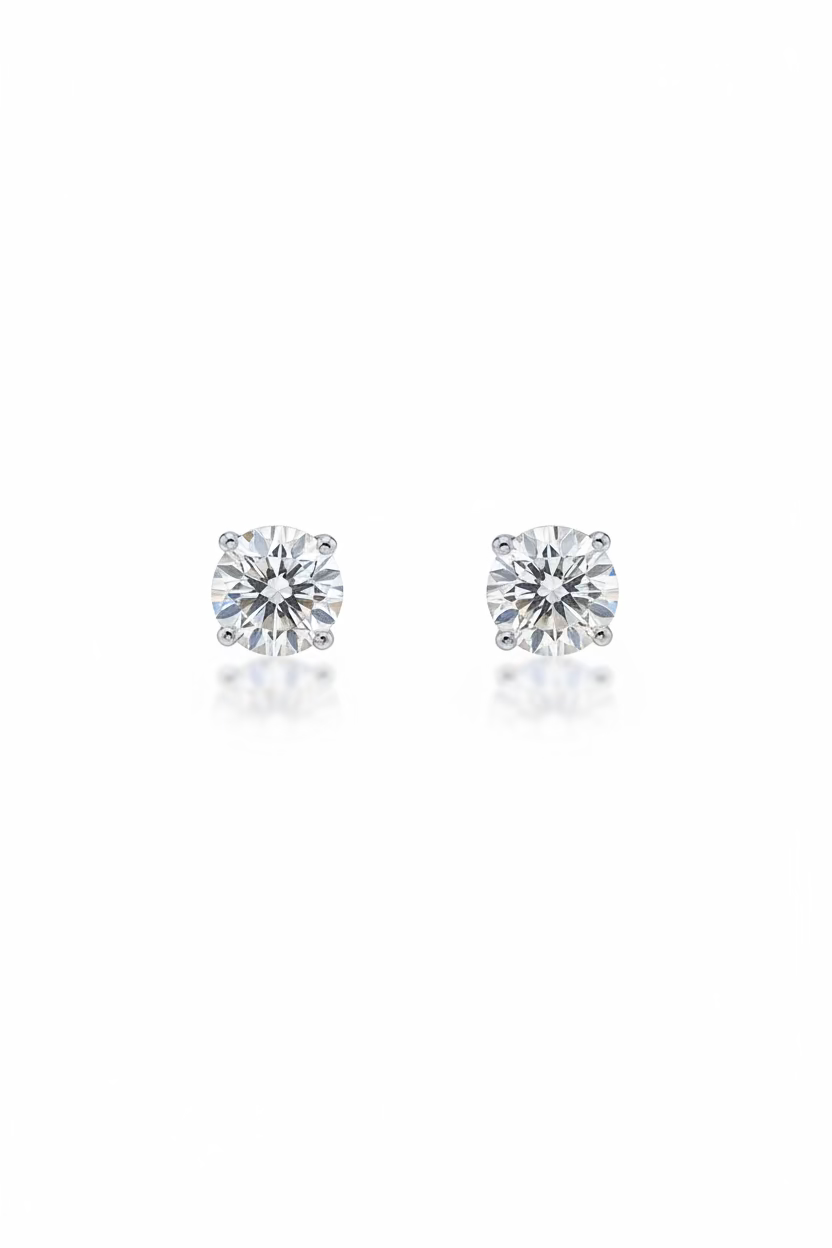 Round 3 Carat White Gold Studs