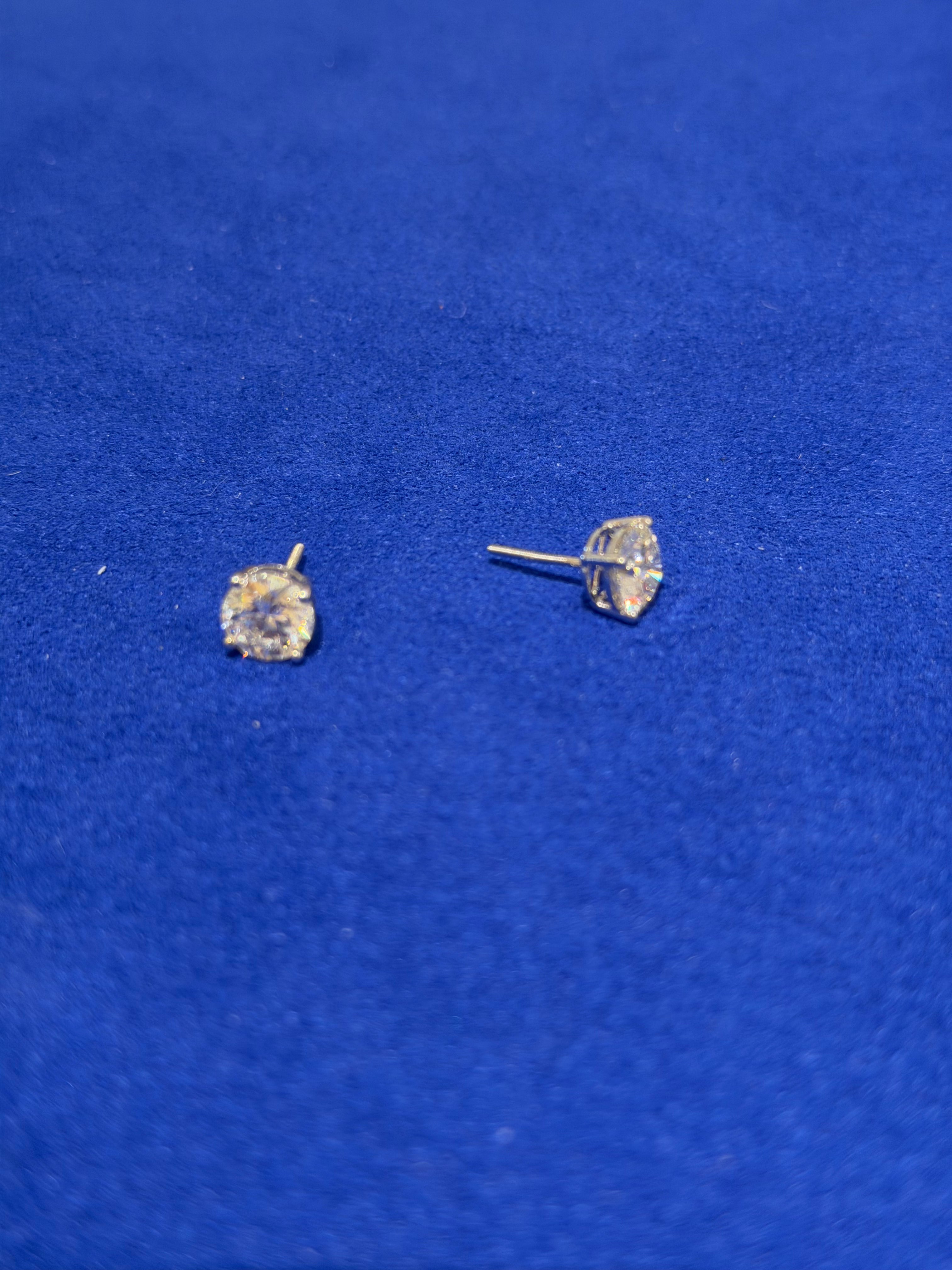 Round 3 Carat White Gold Studs