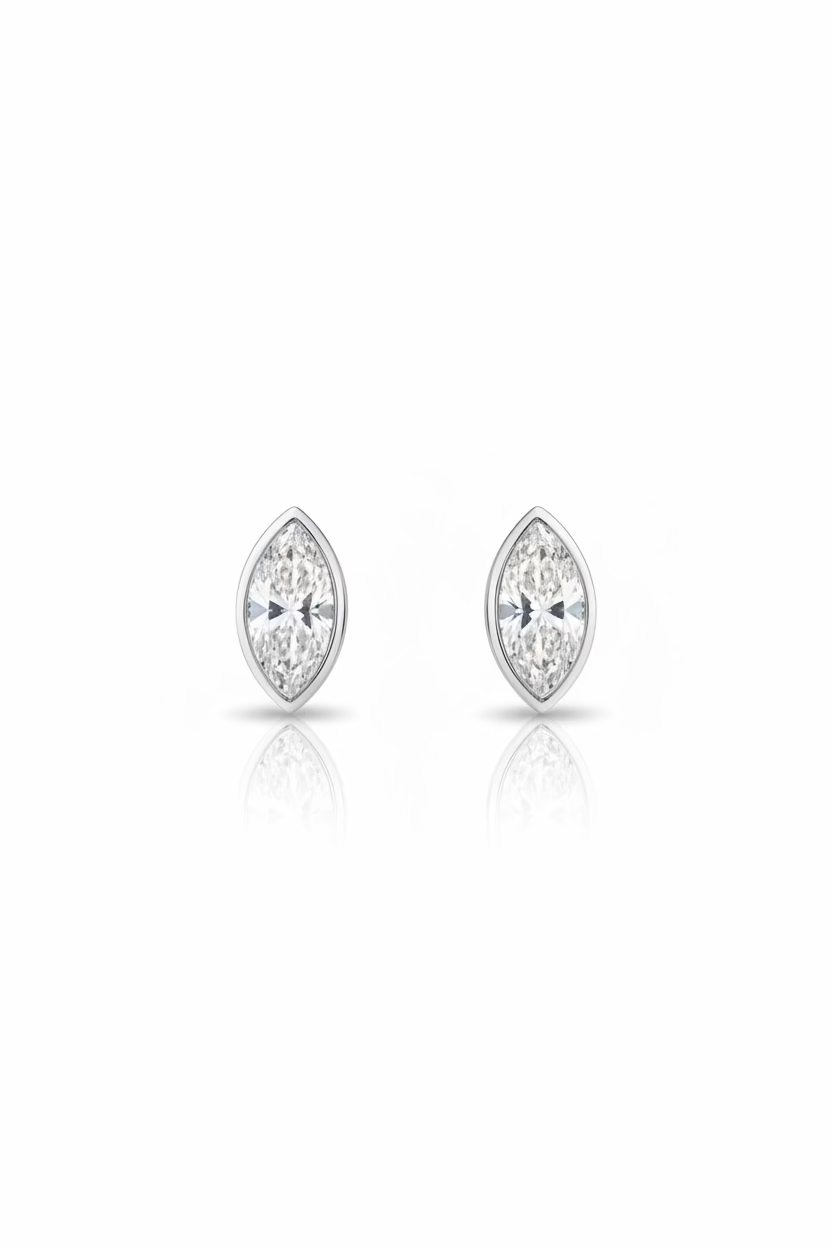 Tear Bezel 2 Carat White Gold Studs