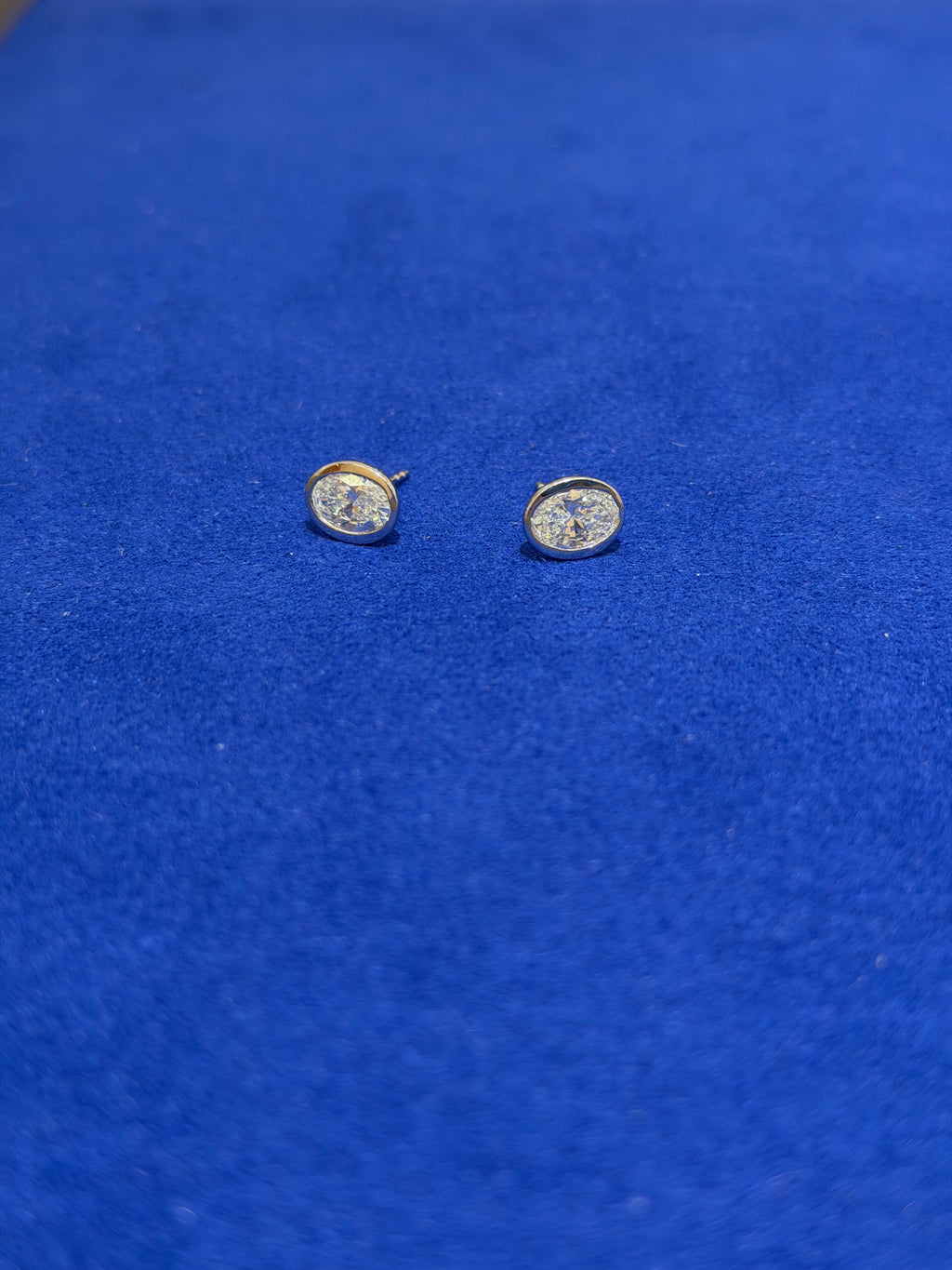Oval Bezel 2 Carat White Gold Studs